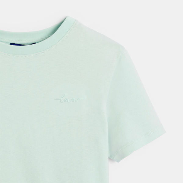 T-shirt basique uni vert Fille