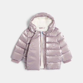Doudoune doublée irisée gris bébé fille