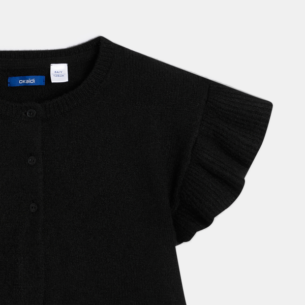 Gilet manches papillon noir Fille