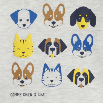 Sweat molleton animaux gris bébé garçon