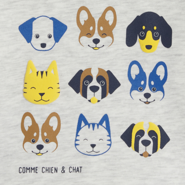 Sweat molleton animaux gris bébé garçon