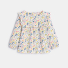 Blouse fantaisie à volants fleurie gris bébé fille