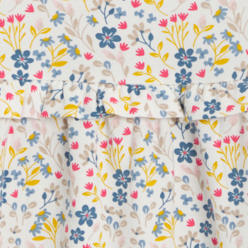 Blouse fantaisie à volants fleurie gris bébé fille