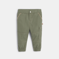 Pantalon coton fantaisie bas resserré vert bébé garçon