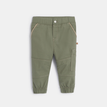 Pantalon coton fantaisie bas resserré vert bébé garçon