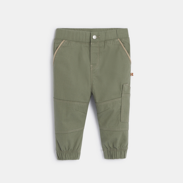 Pantalon coton fantaisie bas resserré vert bébé garçon