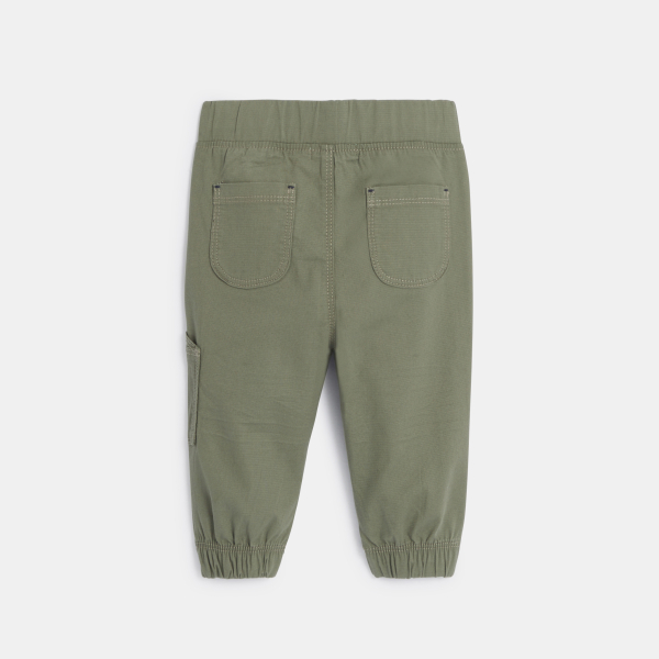 Pantalon coton fantaisie bas resserré vert bébé garçon
