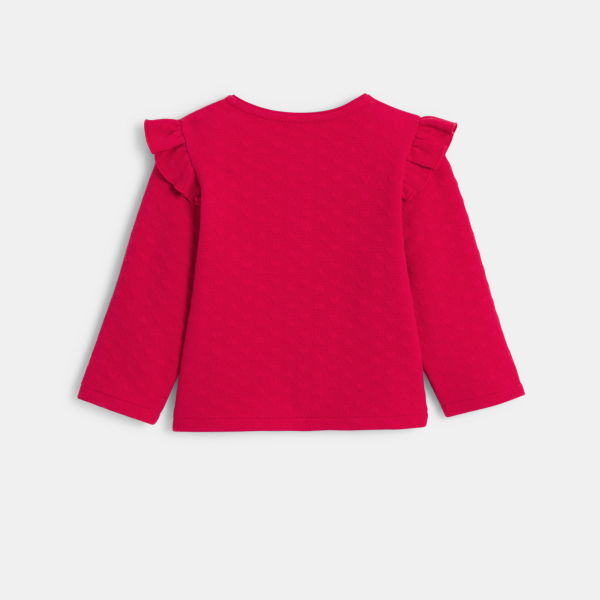 سترة (جيليه) من القطن الفاخر، للفتيات الرُضع باللون الأحمر ومُزيَّن برسمة قلب مُطرزة