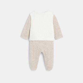 Dors-bien velours lapin avec gilet rose bébé fille