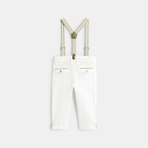 Pantalon à pinces à bretelles blanc bébé garçon