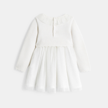Robe de cérémonie en maille tricot blanc bébé fille