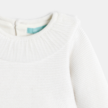 Robe de cérémonie en maille tricot blanc bébé fille