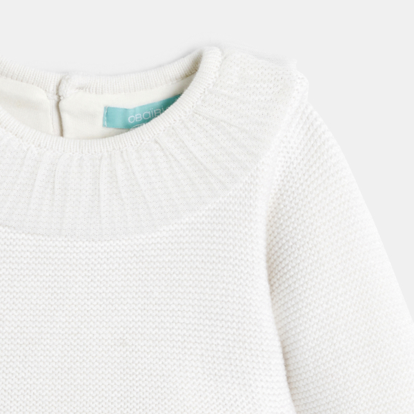 Robe de cérémonie en maille tricot blanc bébé fille