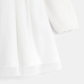 Robe de cérémonie en maille tricot blanc bébé fille