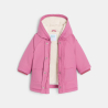 Parka déperlante doublée à capuche rose bébé fille