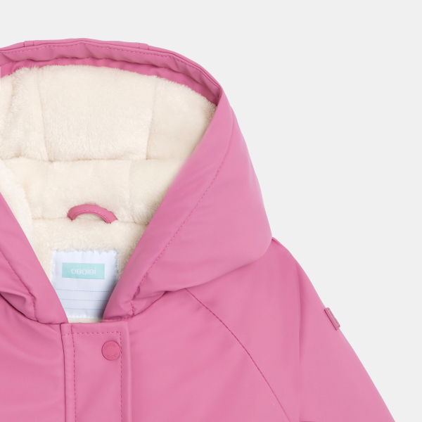 Parka déperlante doublée à capuche rose bébé fille