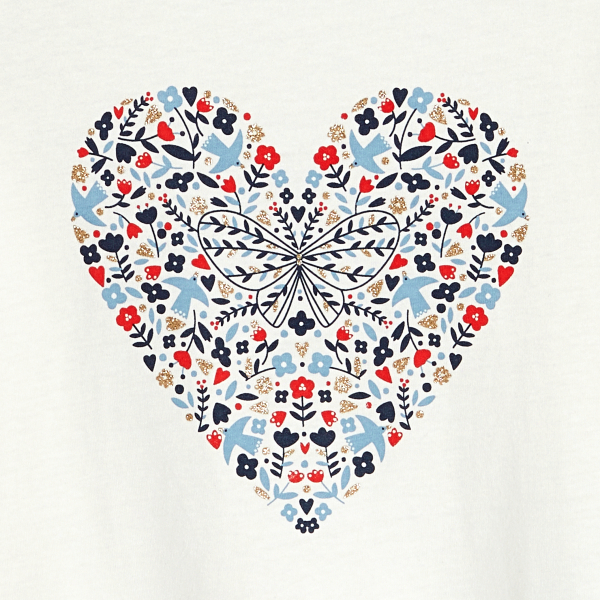 T-shirt motif cœur blanc Fille
