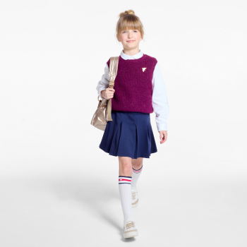 Pull côtelé sans manches violet grenat fille