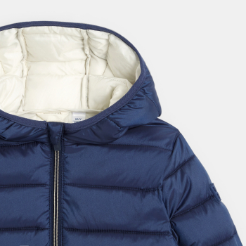 Doudoune à capuche unie bleu marine Fille