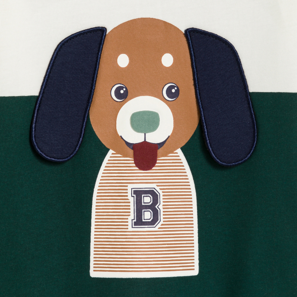 T-shirt colorblock animal vert bébé garçon