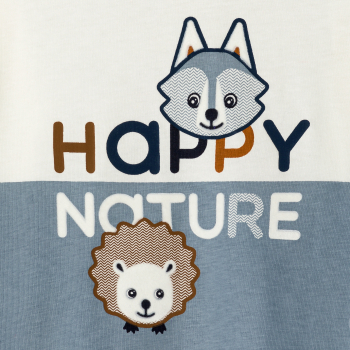 T-shirt colorblock animal bleu bébé garçon