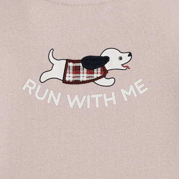 سترة جيليه بطراز تيدي، باللون الوردي، وتحمل صورة كلب، للفتيات الصغيرات