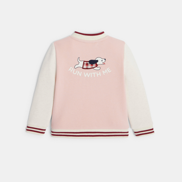 Gilet teddy chien rose bébé fille