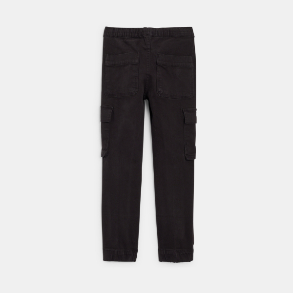 Pantalon cargo en toile noir garçon