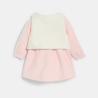 Robe velours côtelée et gilet rose bébé fille