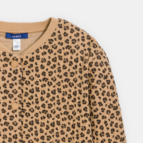 Sweat teddy léopard marron Fille