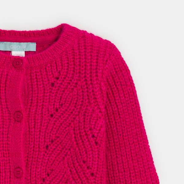 Gilet maille tricot rouge bébé fille