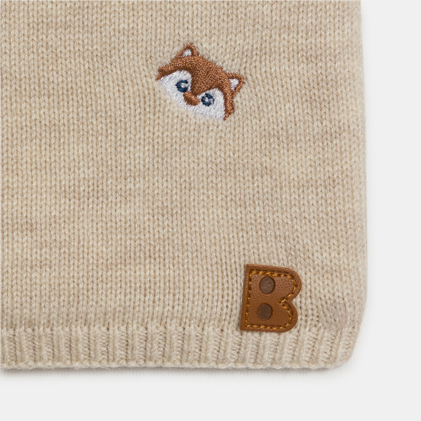 Snood maille doublé polaire renard beige bébé garçon