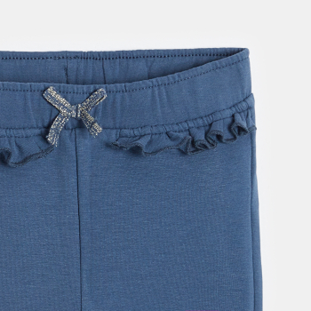 Legging en molleton à volants bleu bébé fille