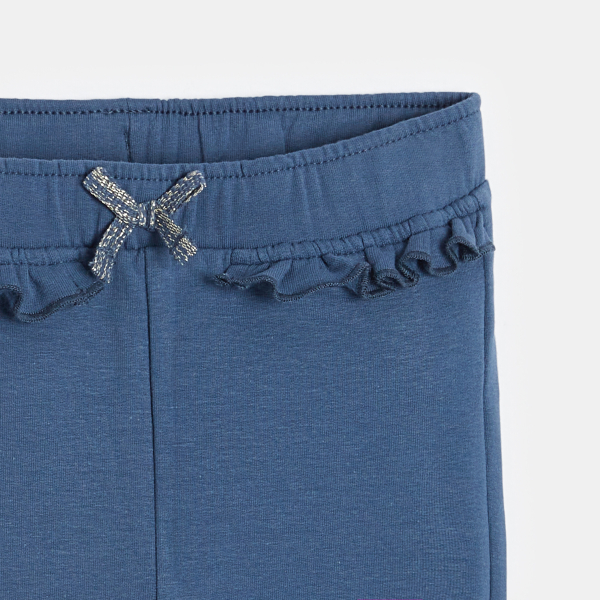 Legging en molleton à volants bleu bébé fille