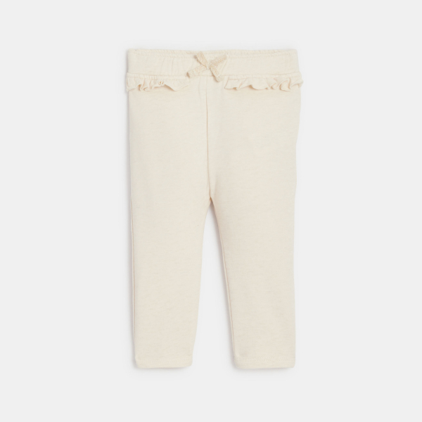 Legging en molleton à volants blanc bébé fille