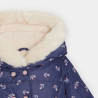 Manteau matelassé doublé fleuri bleu bébé fille