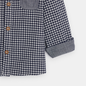 Chemise à carreaux à capuche bleu bébé garçon