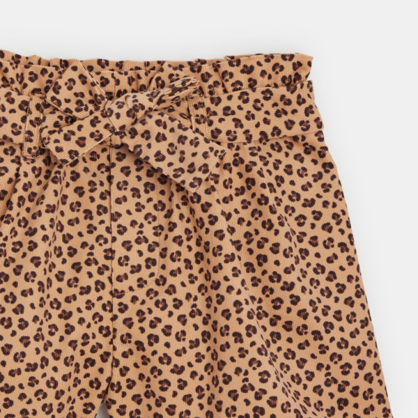 Short en velours imprimé léopard camel Fille