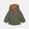 معطف أنوراك 2 في 1، ملمس قشرة الخوخ، باللون الأخضر الكاكي للفتيان الصغار