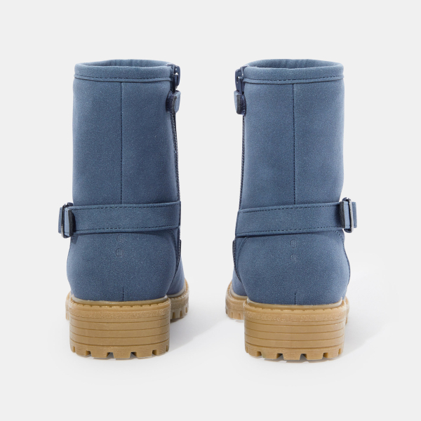 Boots motardes bleu fille