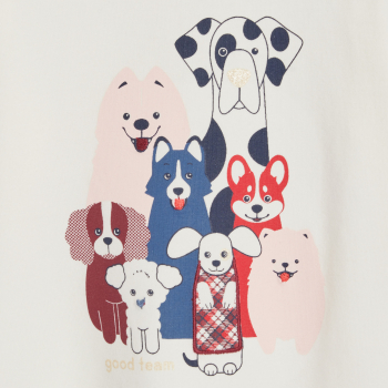 T-shirt chiens blanc bébé fille
