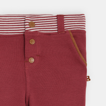 Pantalon souple molleton rayé rouge bébé garçon