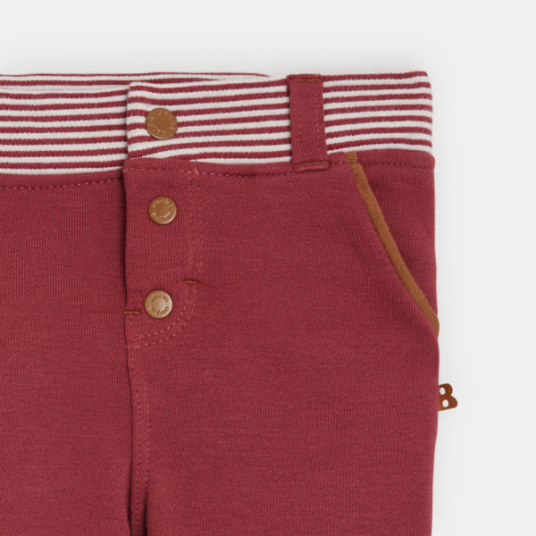 Pantalon souple molleton rayé rouge bébé garçon