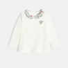 T-shirt col fleuri blanc bébé fille