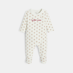Dors-bien velours fleuri rose bébé fille