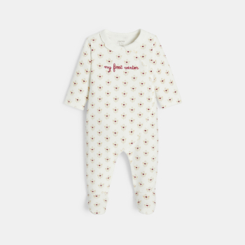 Dors-bien velours fleuri rose bébé fille