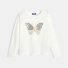 T-shirt papillon à sequins blanc Fille