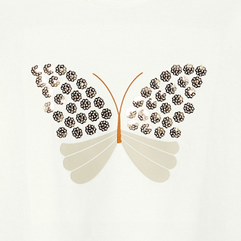 T-shirt papillon à sequins blanc Fille