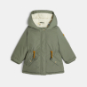 معطف باركا 2×1، باللون الأخضر الكاكي، بطانة مزدوجة وطارد للماء، للفتيات الصغيرات