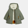 معطف باركا 2×1، باللون الأخضر الكاكي، بطانة مزدوجة وطارد للماء، للفتيات الصغيرات